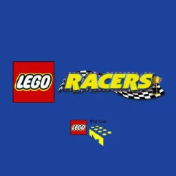 Logotyp LEGO Racers z szachownicą i złotym pucharem na granatowym tle.